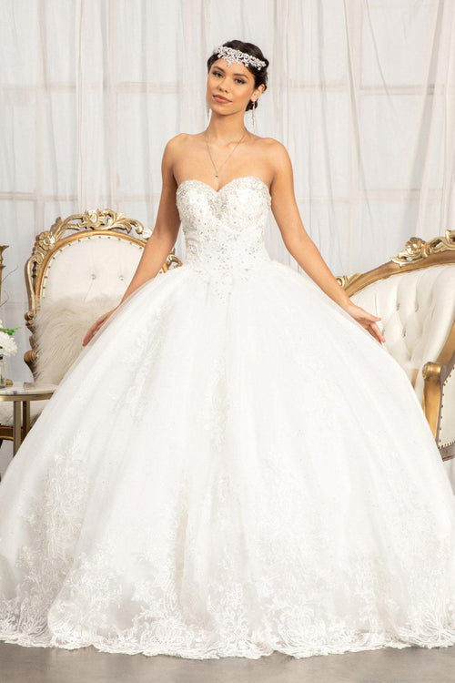 Long Quinceanera Strapless Sweetheart Ball Gown - The Dress Outlet