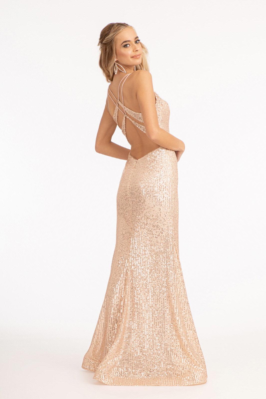 Long Sequined Mermaid  Prom Dress - The Dress Outlet