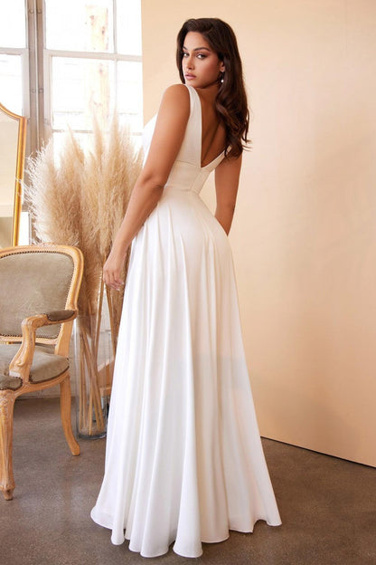Long Simple Sleeveless Wedding Dress - The Dress Outlet