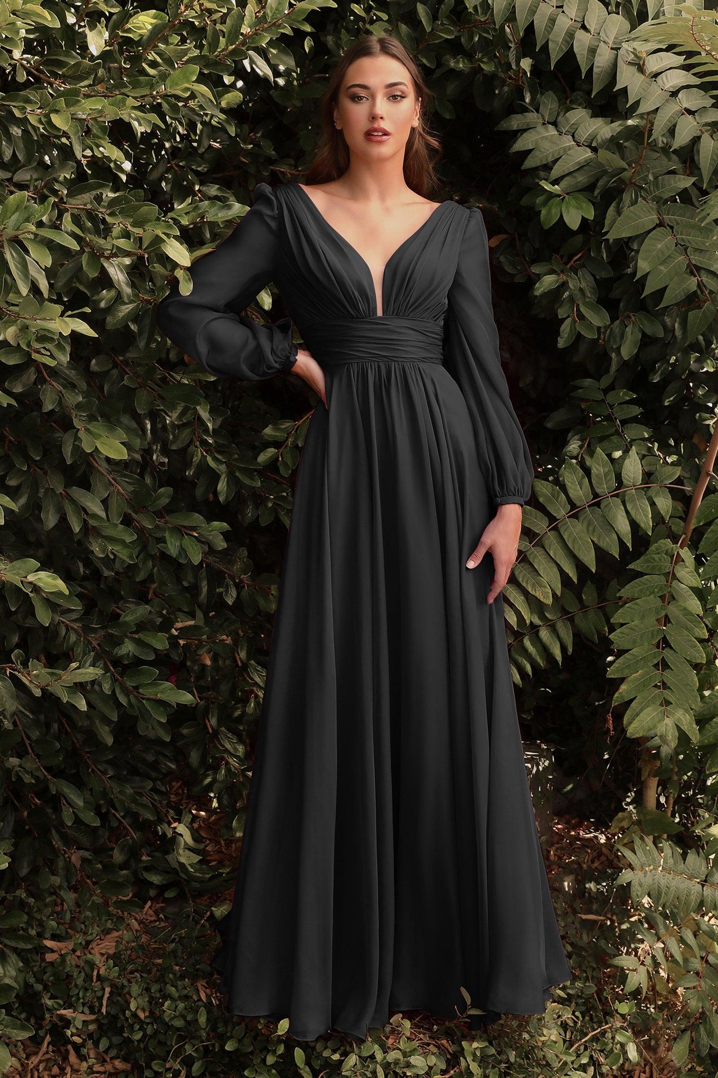 Full Sleeve Long Formal Dress Black