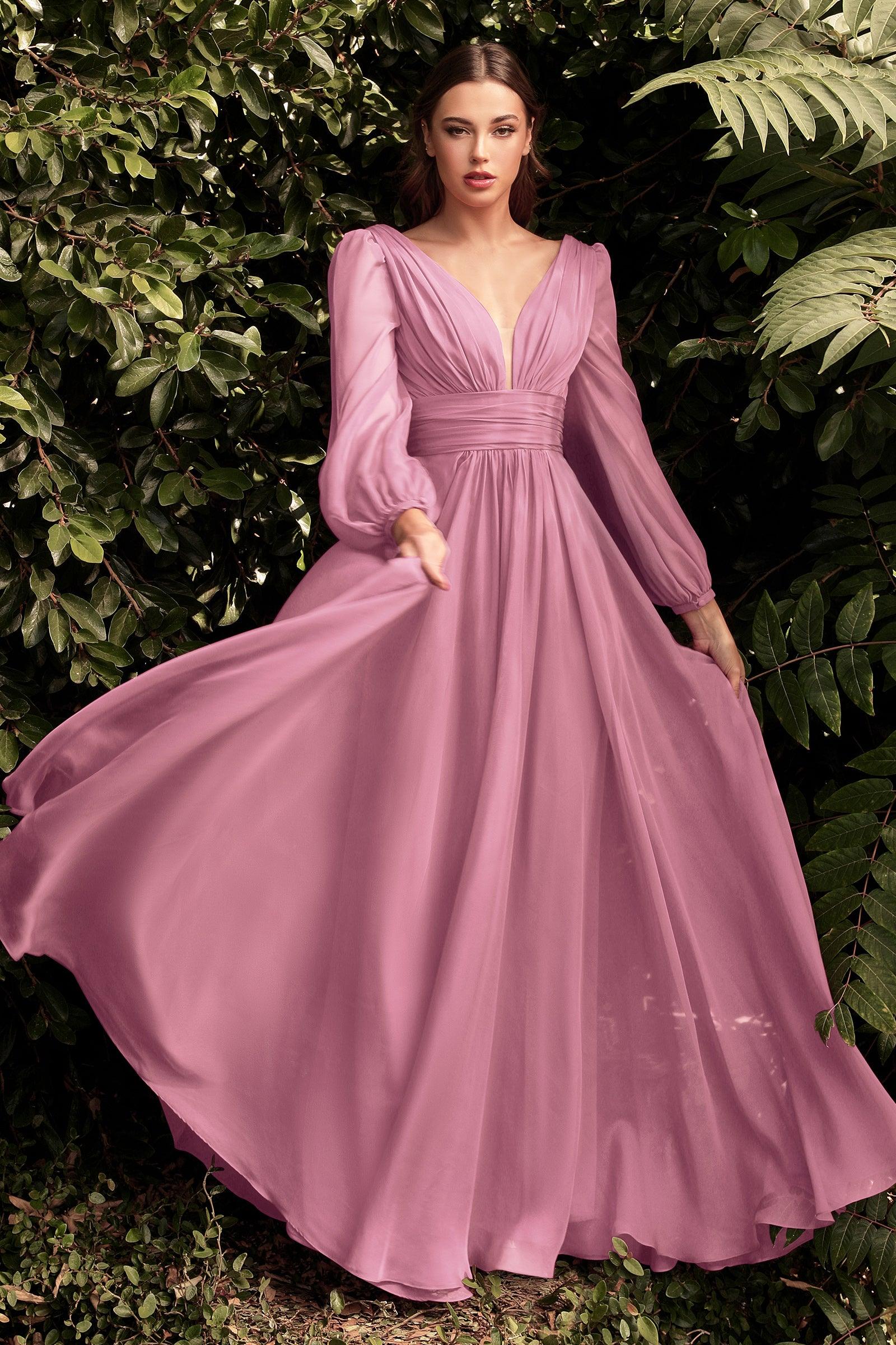 Full Sleeve Long Formal Dress Blossom Pink