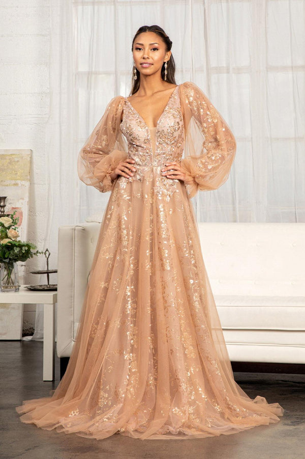 long sleeve formal evening party dress product info and reviews Long Sleeve Formal Glitter Evening Prom Dress