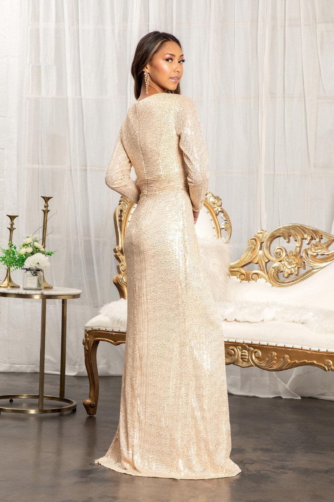 Long Sleeve Formal Mermaid Evening Dress - The Dress Outlet