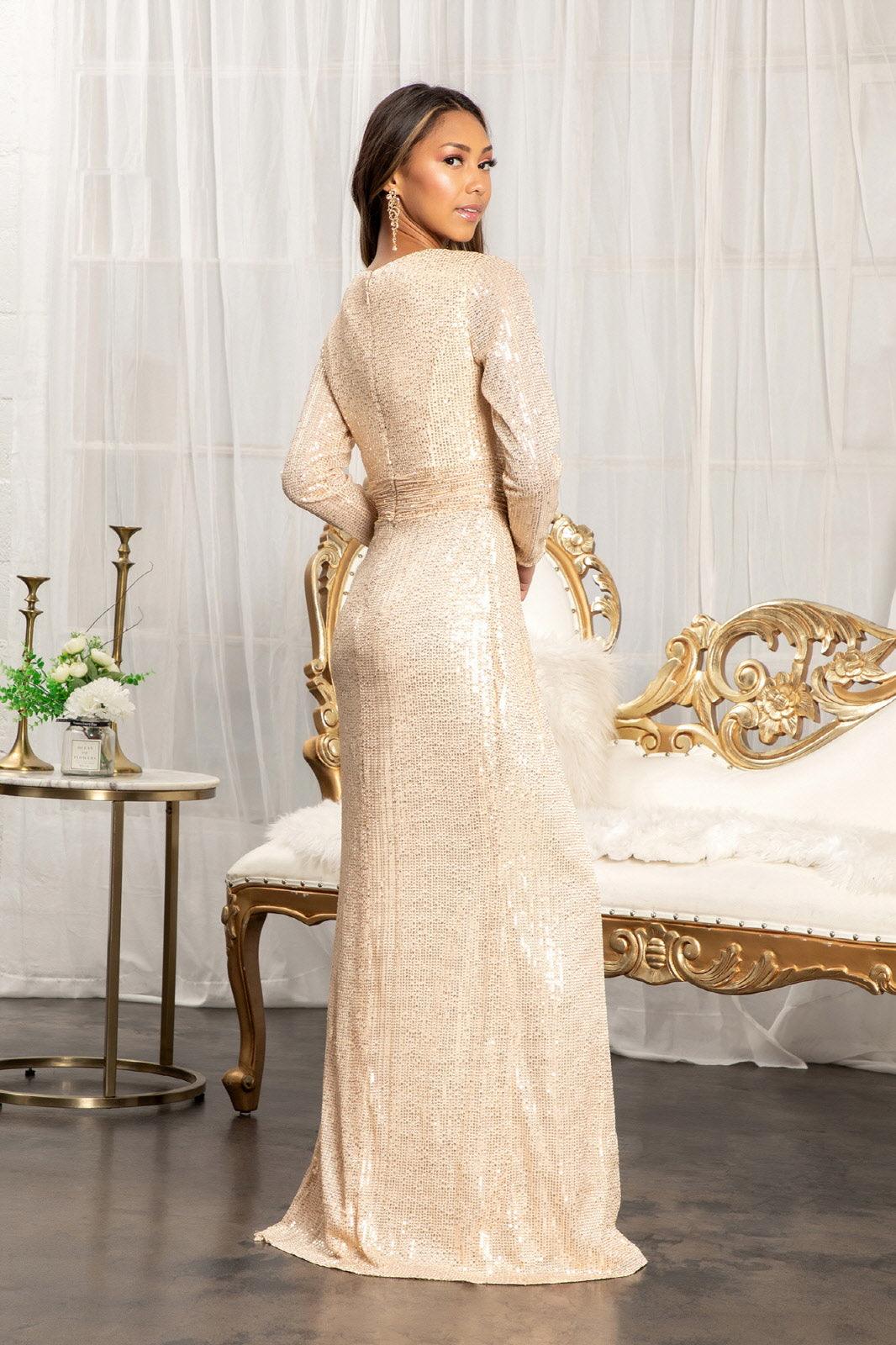 Long Sleeve Formal Mermaid Evening Dress - The Dress Outlet
