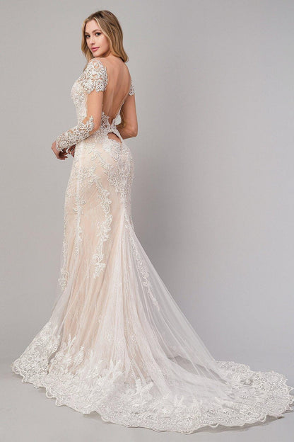 Long Sleeve Lace Bridal Wedding Gown Sale - The Dress Outlet