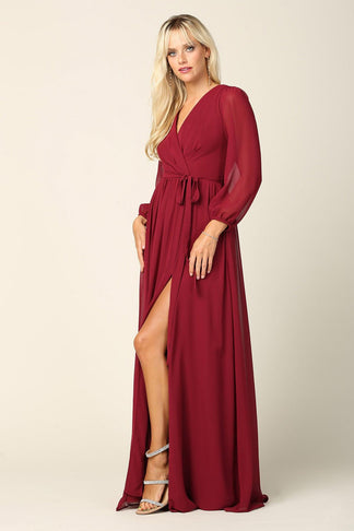 Long Sleeve Mother of the Bride Chiffon Dress for $135.99 – The Dress ...