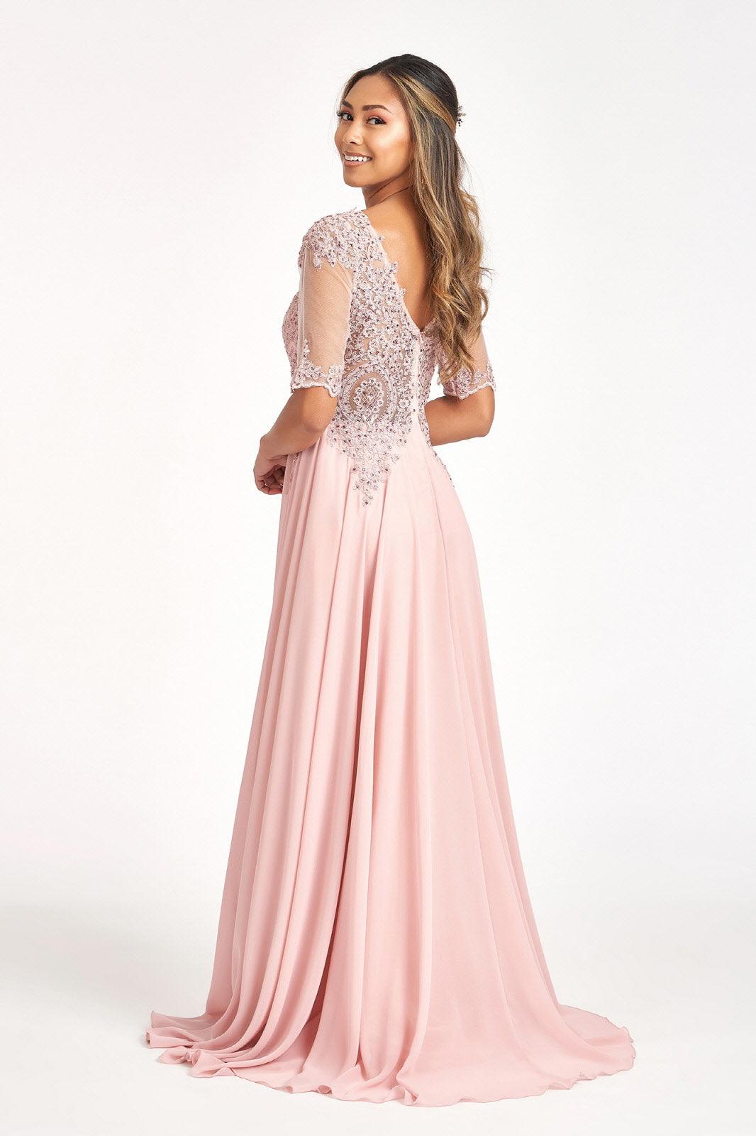 Long 3/4 Sleeve Mother of the Bride Formal Dress - The Dress Outlet