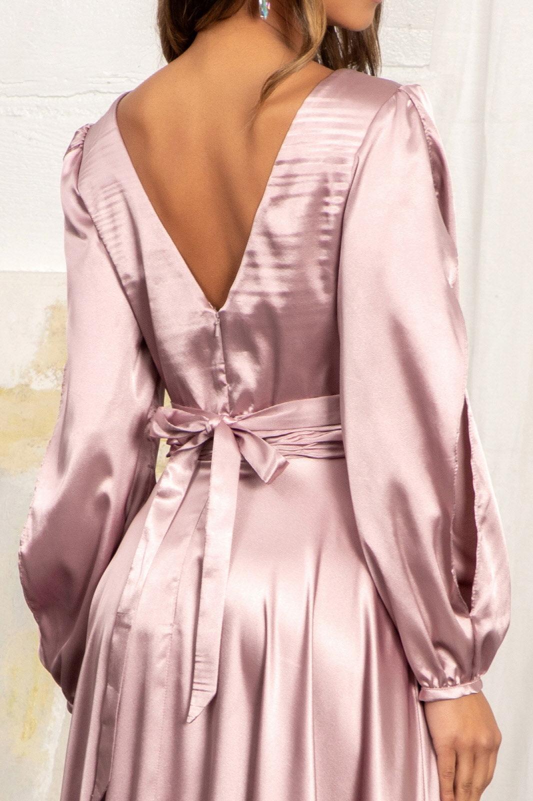 Long Sleeve Mother of the Bride Formal Dress Mauve