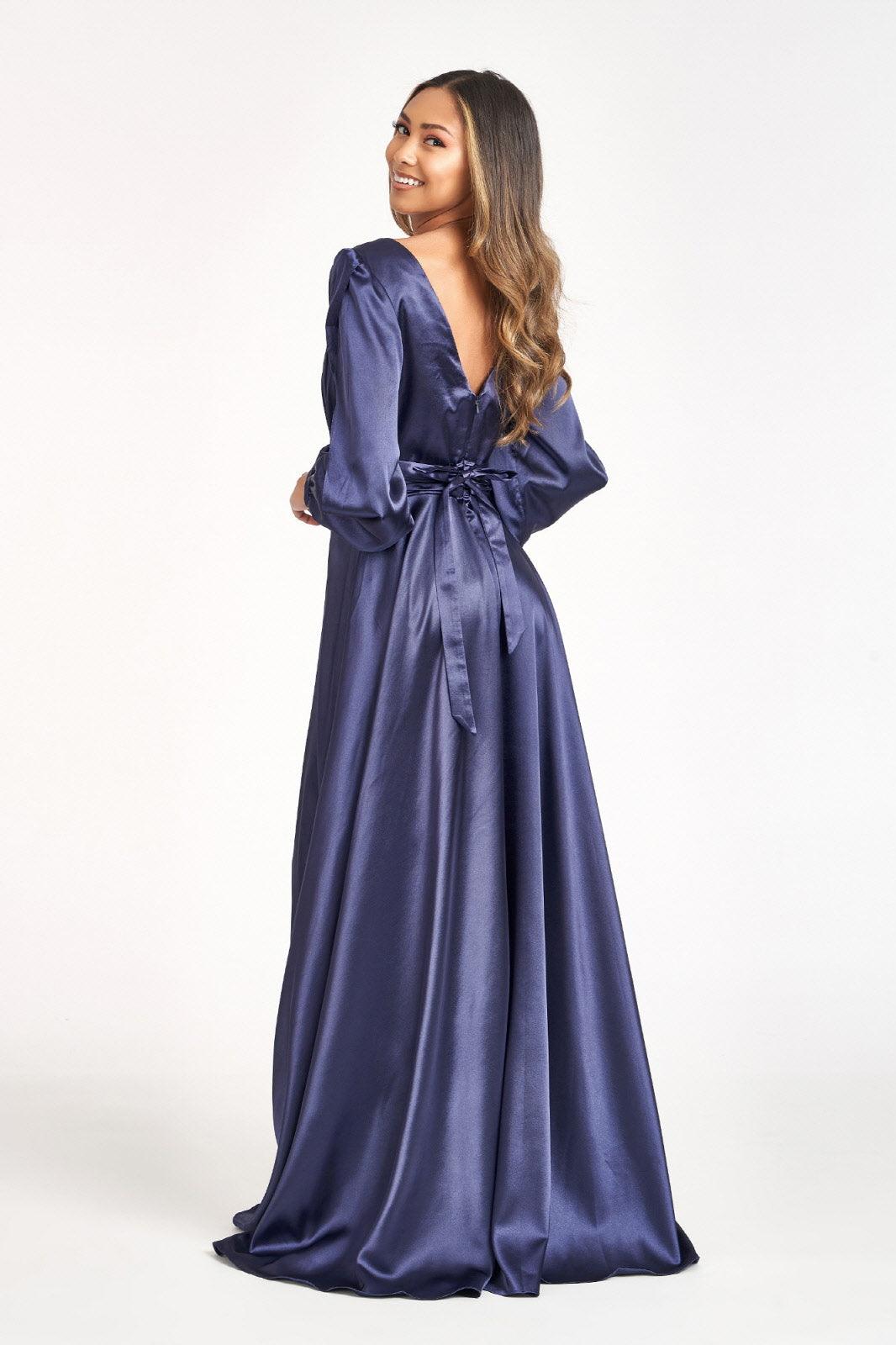 Long Sleeve Mother of the Bride Formal Dress Navy