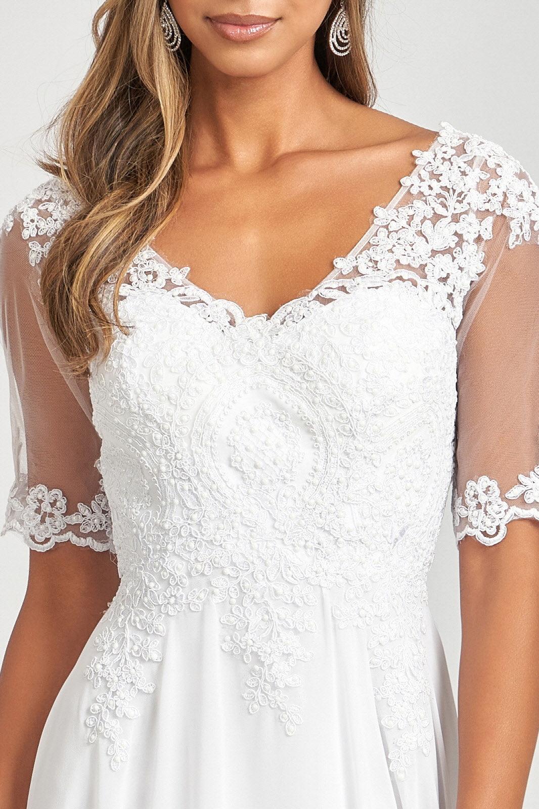 Long 3/4 Sleeve Mother of the Bride Formal Dress - The Dress Outlet