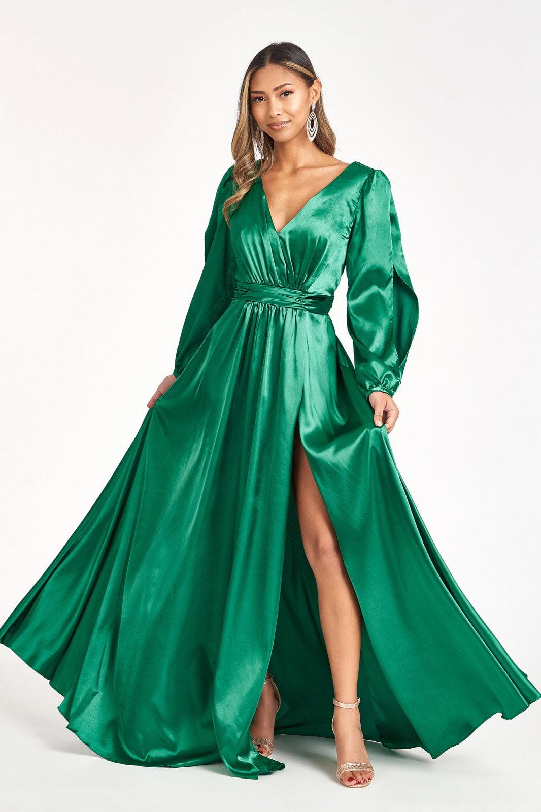 Long Sleeve Mother of the Bride Formal Dress Emerald