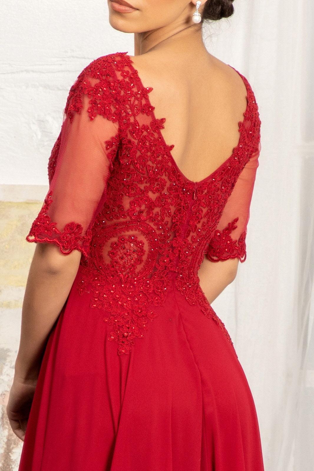 Long 3/4 Sleeve Mother of the Bride Formal Dress - The Dress Outlet