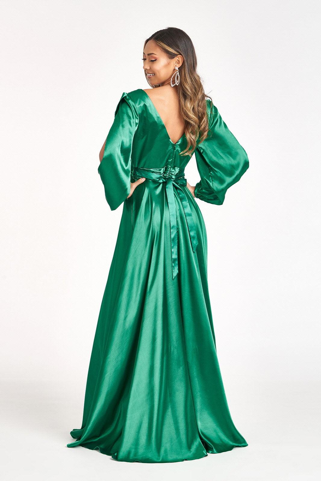 Long Sleeve Mother of the Bride Formal Dress Emerald