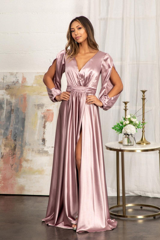 Long Sleeve Mother of the Bride Formal Dress Mauve