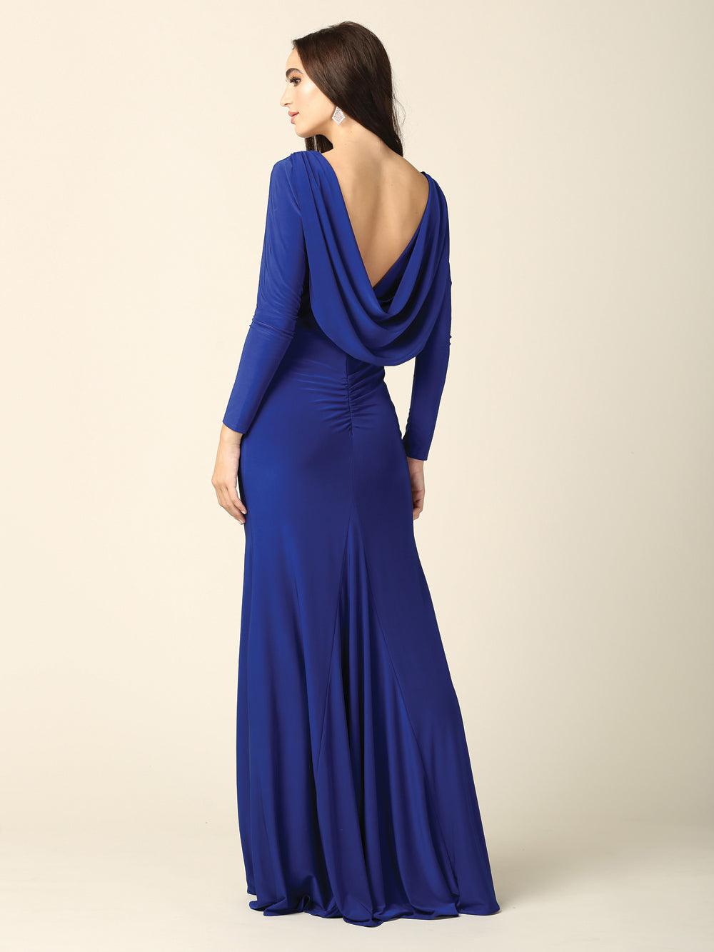 cowl neck long sleeve maxi dress Long Sleeve Mother of the Bride Formal Dress