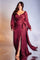 Long Sleeve Plus Size Evening Gown Burgundy