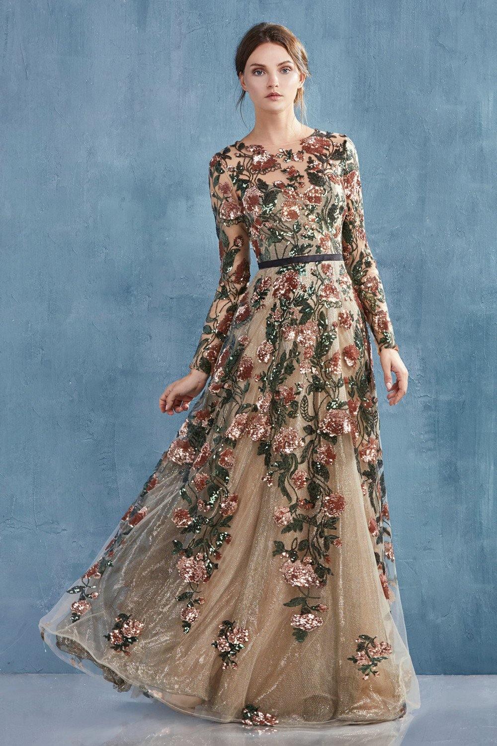 Long Sleeve Sequin Prom Dress Sale - The Dress Outlet
