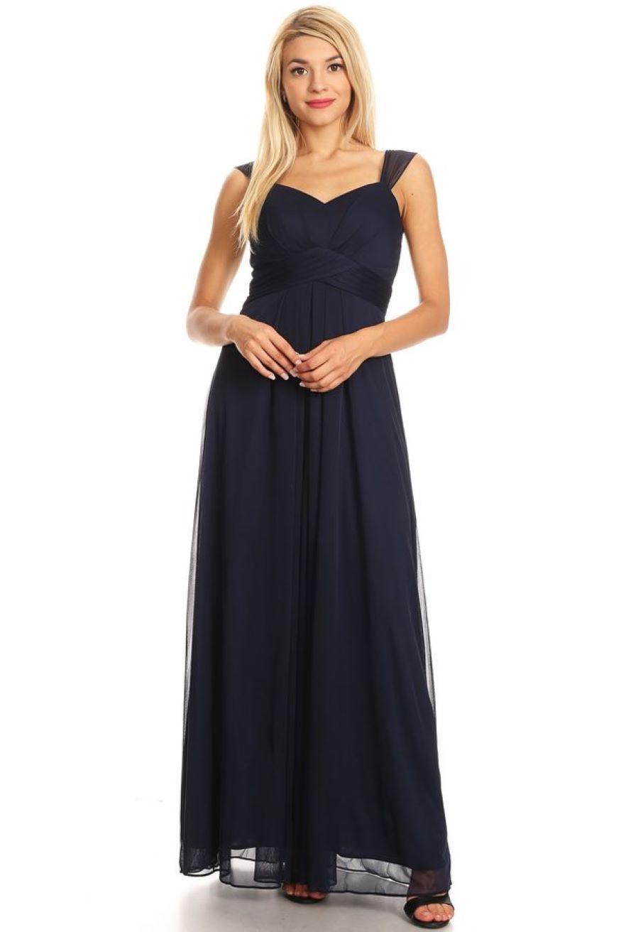 Long Sleeveless Bridesmaid Chiffon Dress - The Dress Outlet