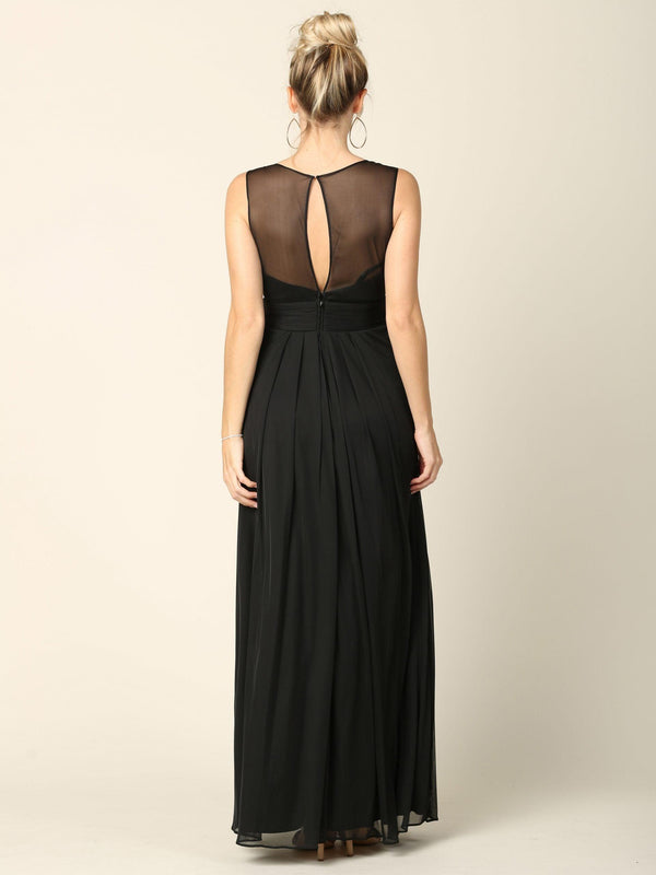 Long Sleeveless Bridesmaid Chiffon Dress - The Dress Outlet