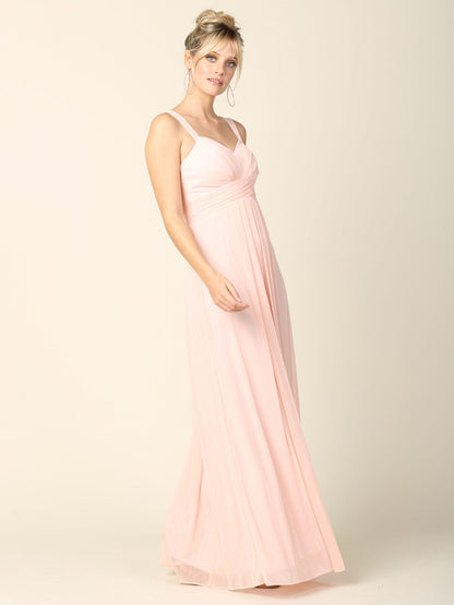 Long Sleeveless Bridesmaid Chiffon Dress - The Dress Outlet