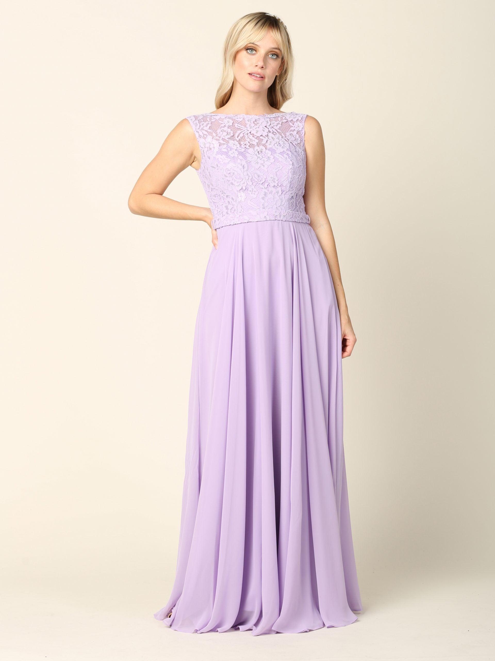 Long Sleeveless Bridesmaids Lace Chiffon Dress - Blush / M Long Sleeveless Bridesmaids Lace Chiffon Dress - Blush / M