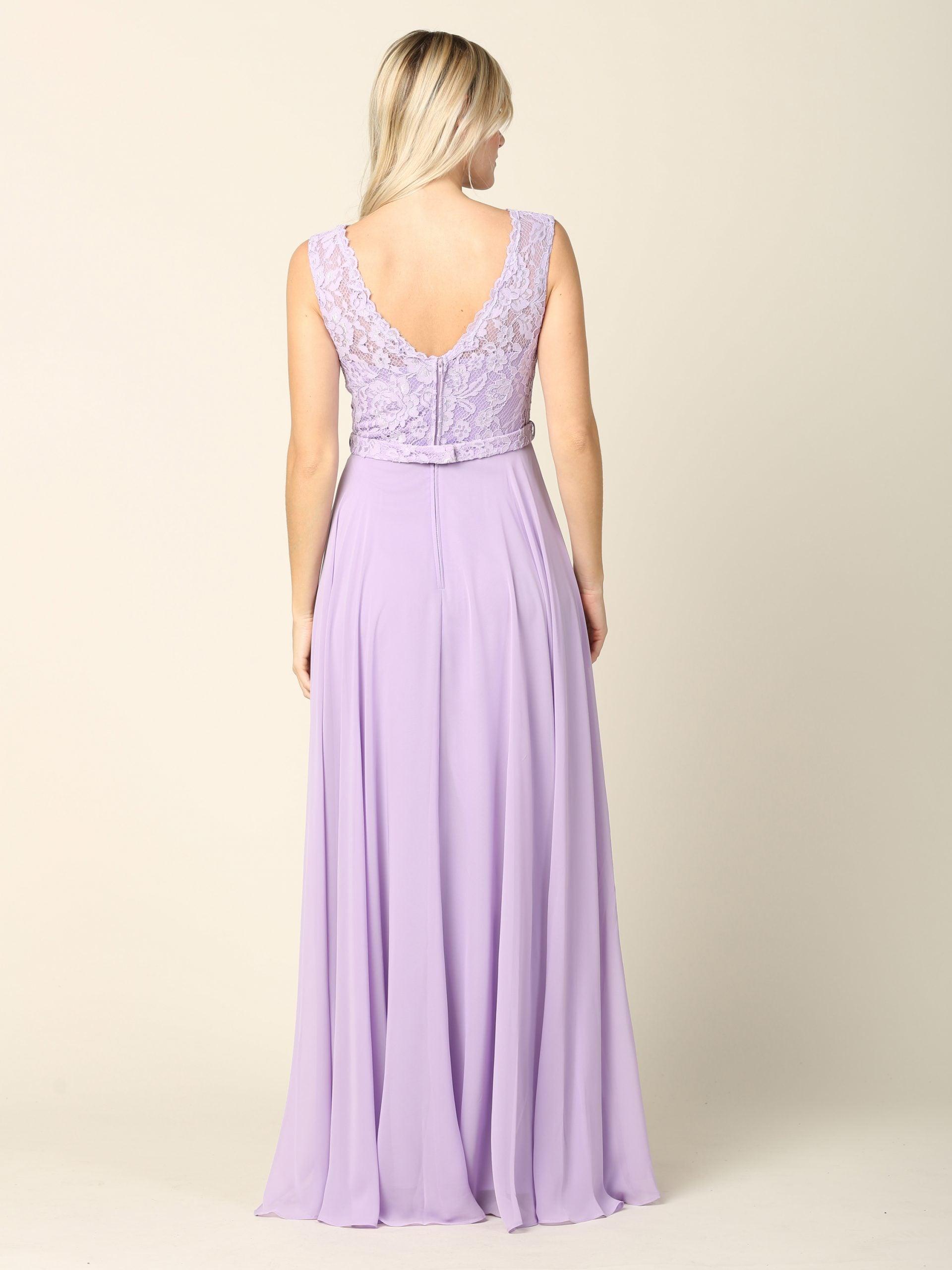 Long Sleeveless Bridesmaids Lace Chiffon Dress