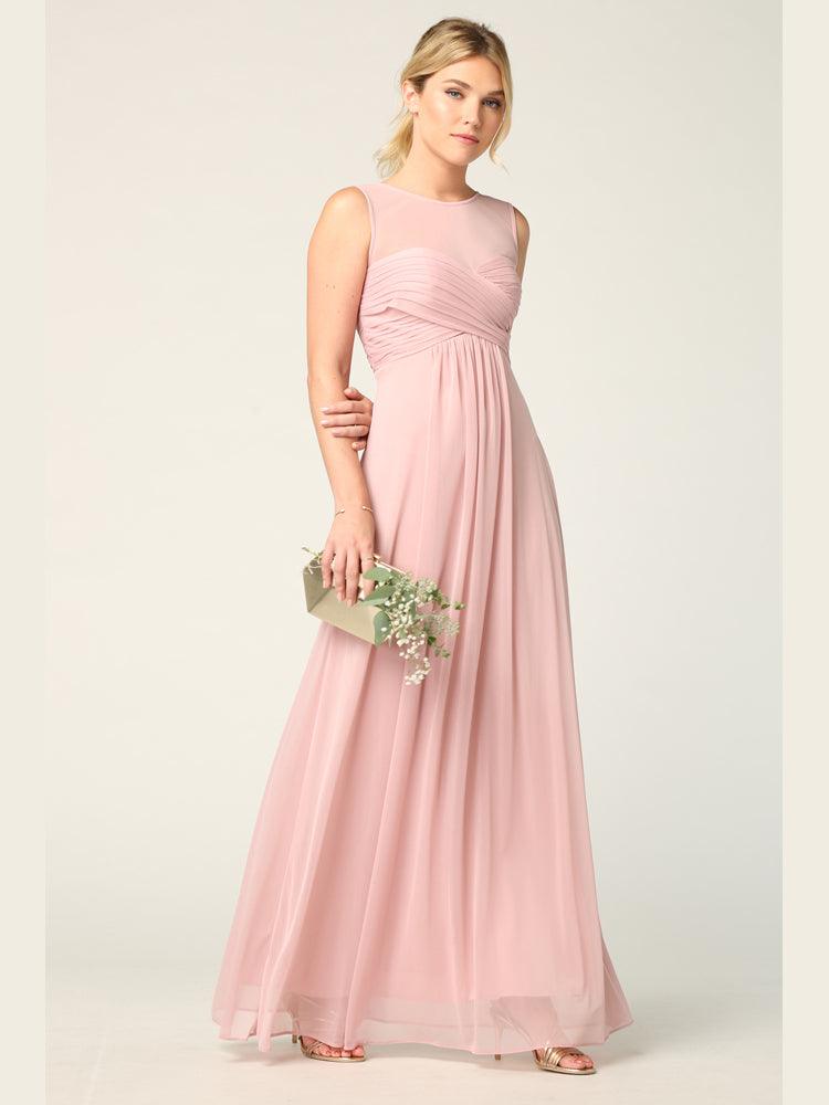 Long Sleeveless Bridesmaids Stretch Chiffon Dress - Dusty Blue / S Long Sleeveless Bridesmaids Stretch Chiffon Dress - Dusty Blue / S