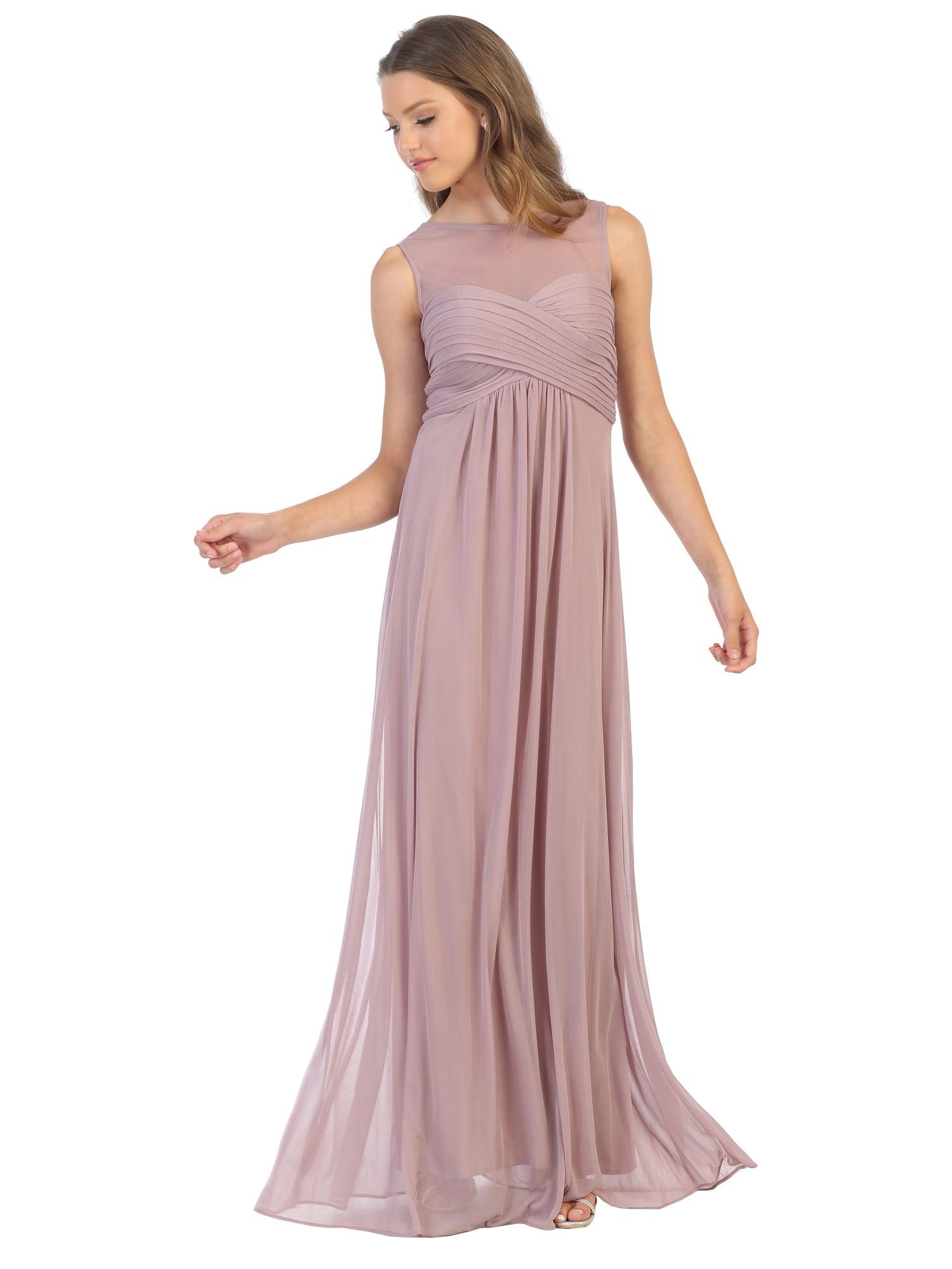Black Long Sleeveless Bridesmaids Stretch Chiffon Dress