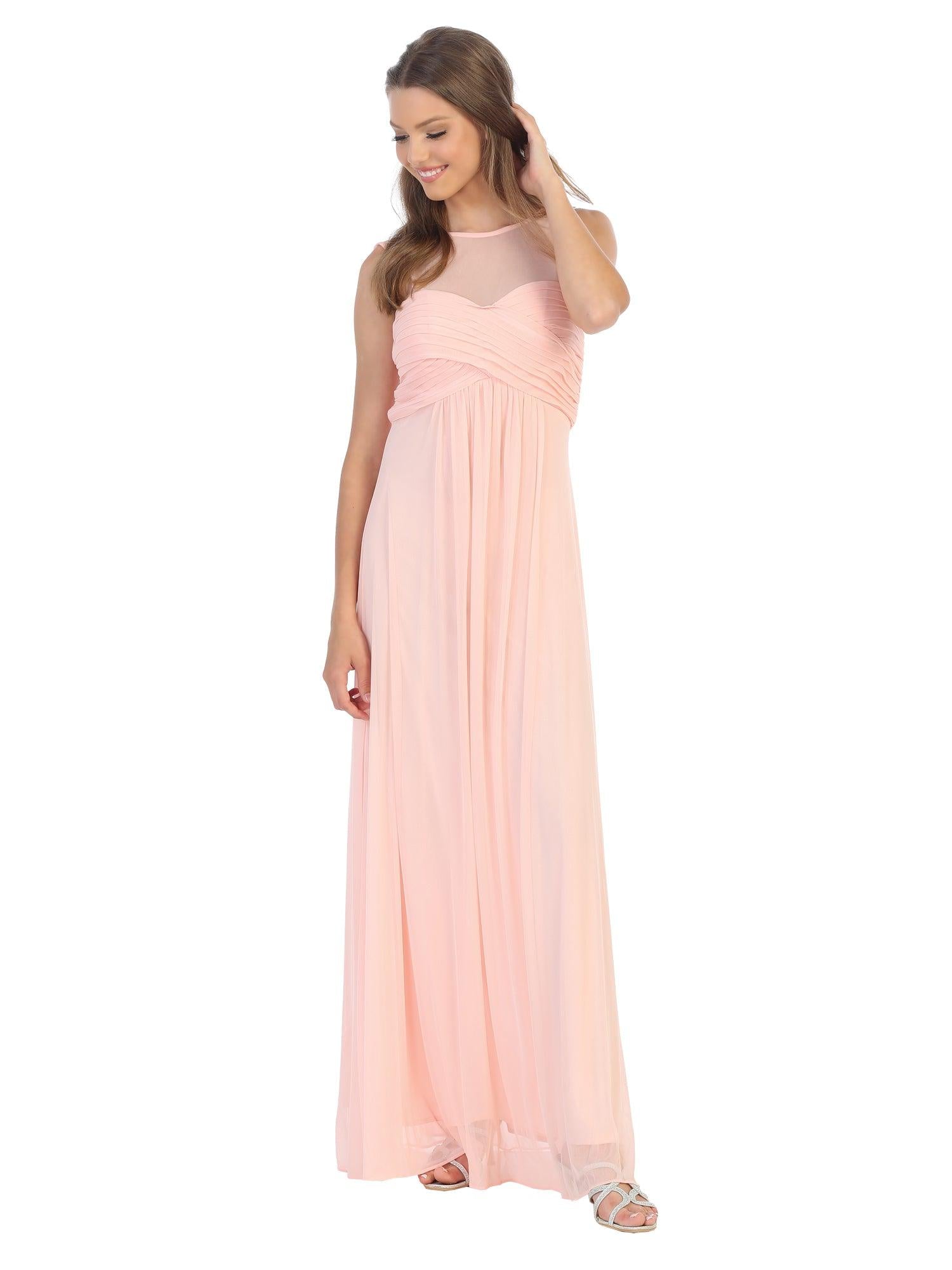 Long Sleeveless Bridesmaids Stretch Chiffon Dress - Dusty Blue / S Long Sleeveless Bridesmaids Stretch Chiffon Dress - Dusty Blue / S