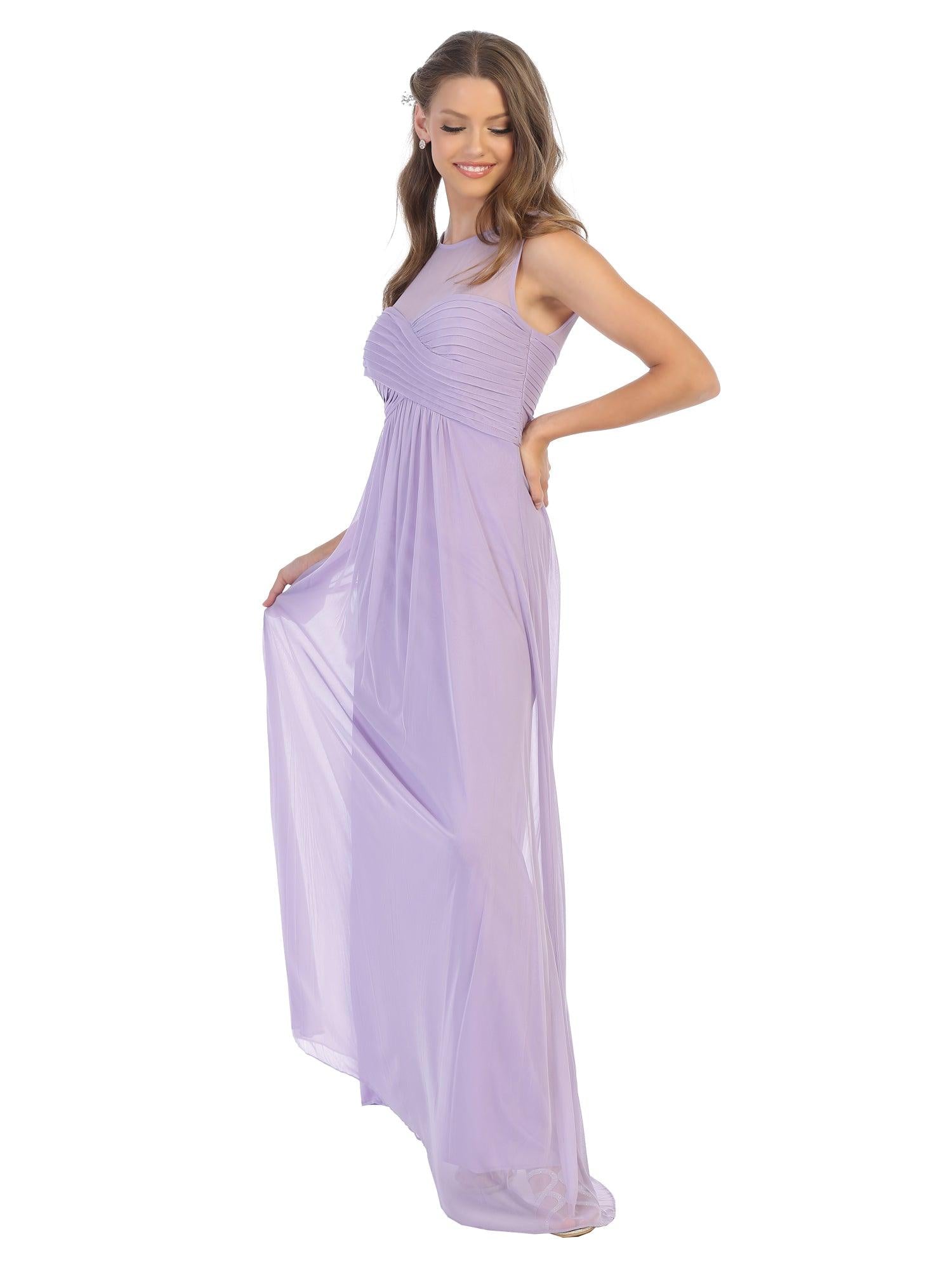 Long Sleeveless Bridesmaids Stretch Chiffon Dress - Dusty Blue / S Long Sleeveless Bridesmaids Stretch Chiffon Dress - Dusty Blue / S