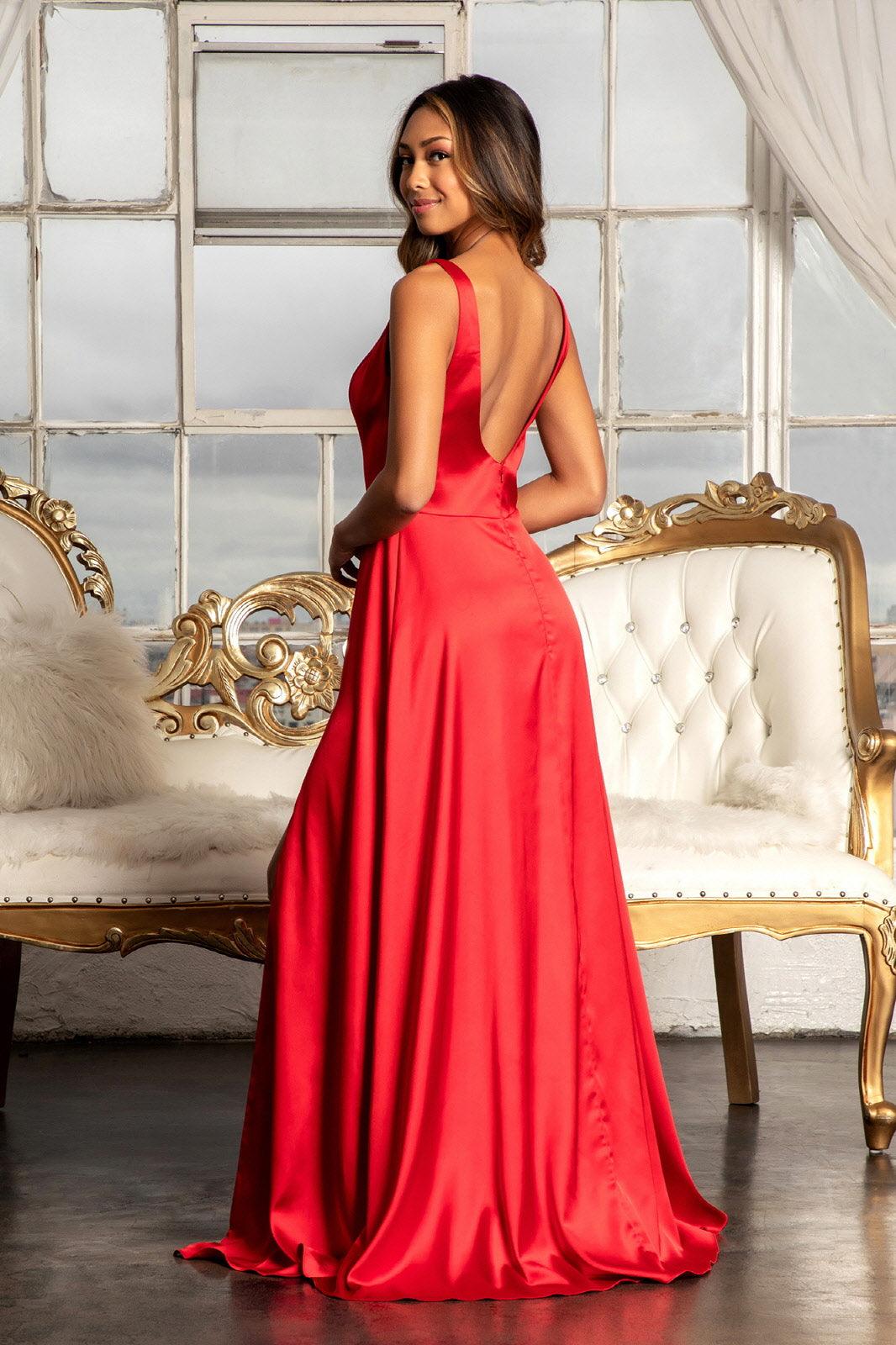 Long Sleeveless Formal Bridesmaid Satin Dress