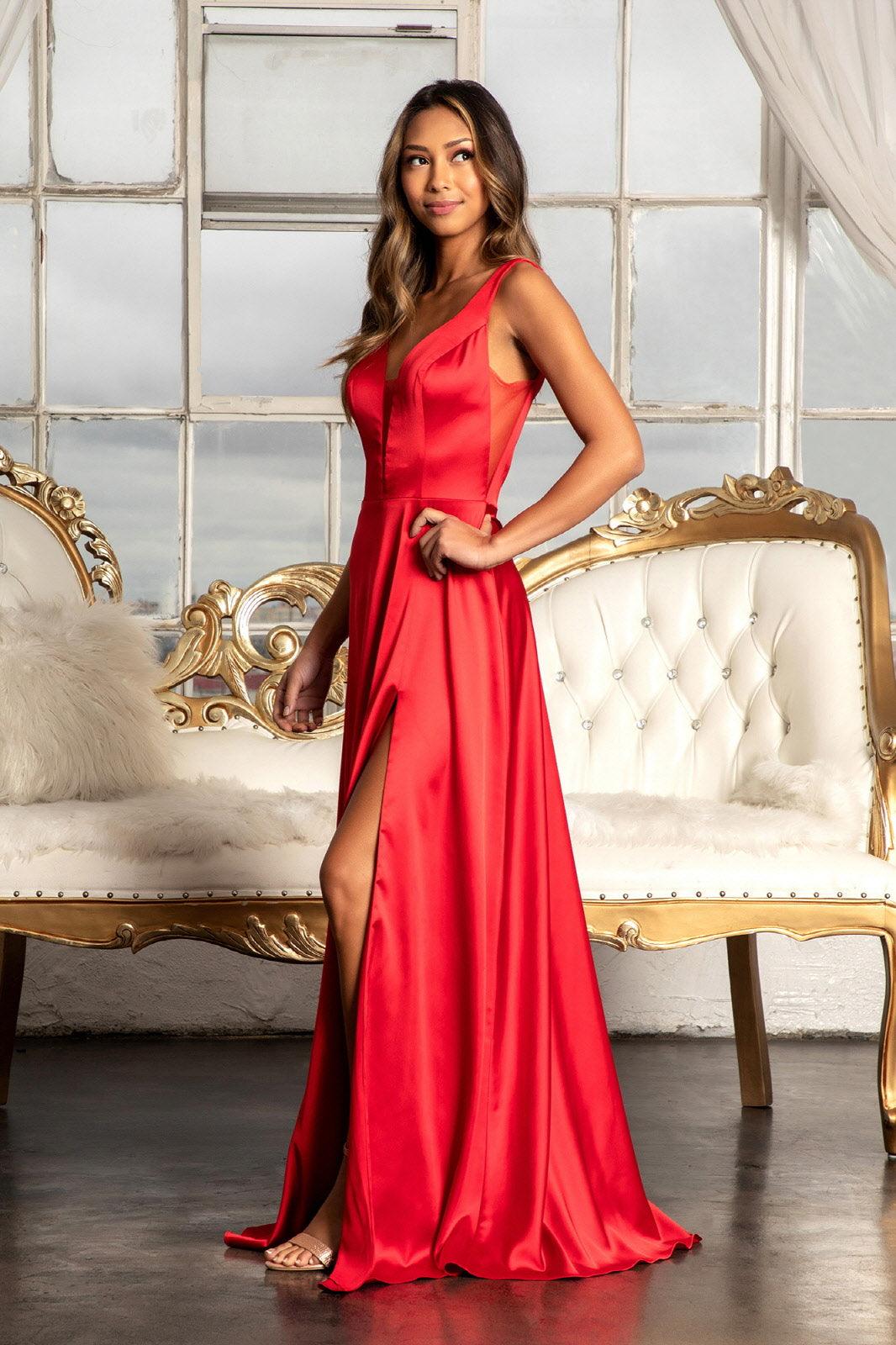 Long Sleeveless Formal Bridesmaid Satin Dress