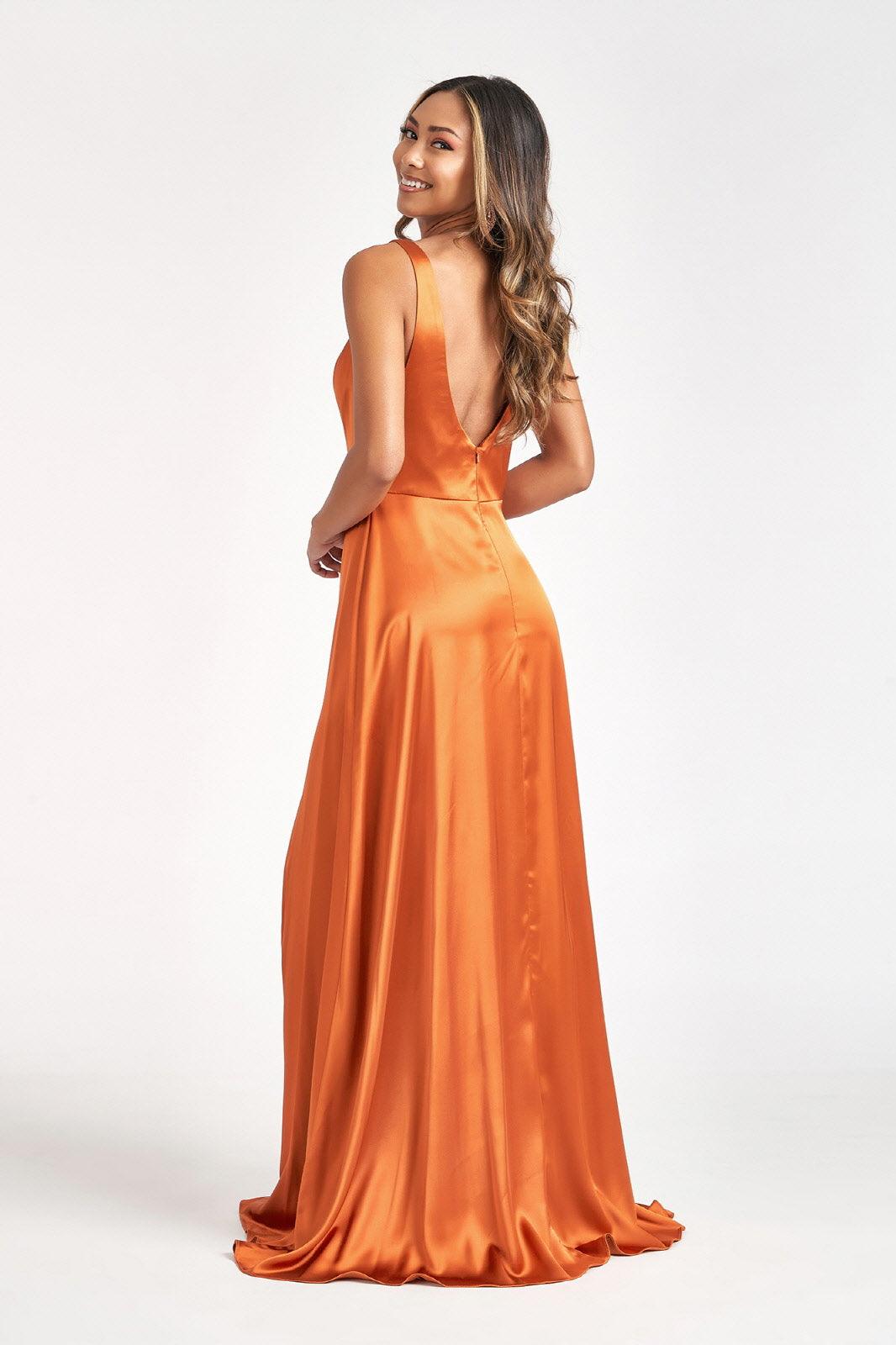 Long Sleeveless Formal Bridesmaid Satin Dress
