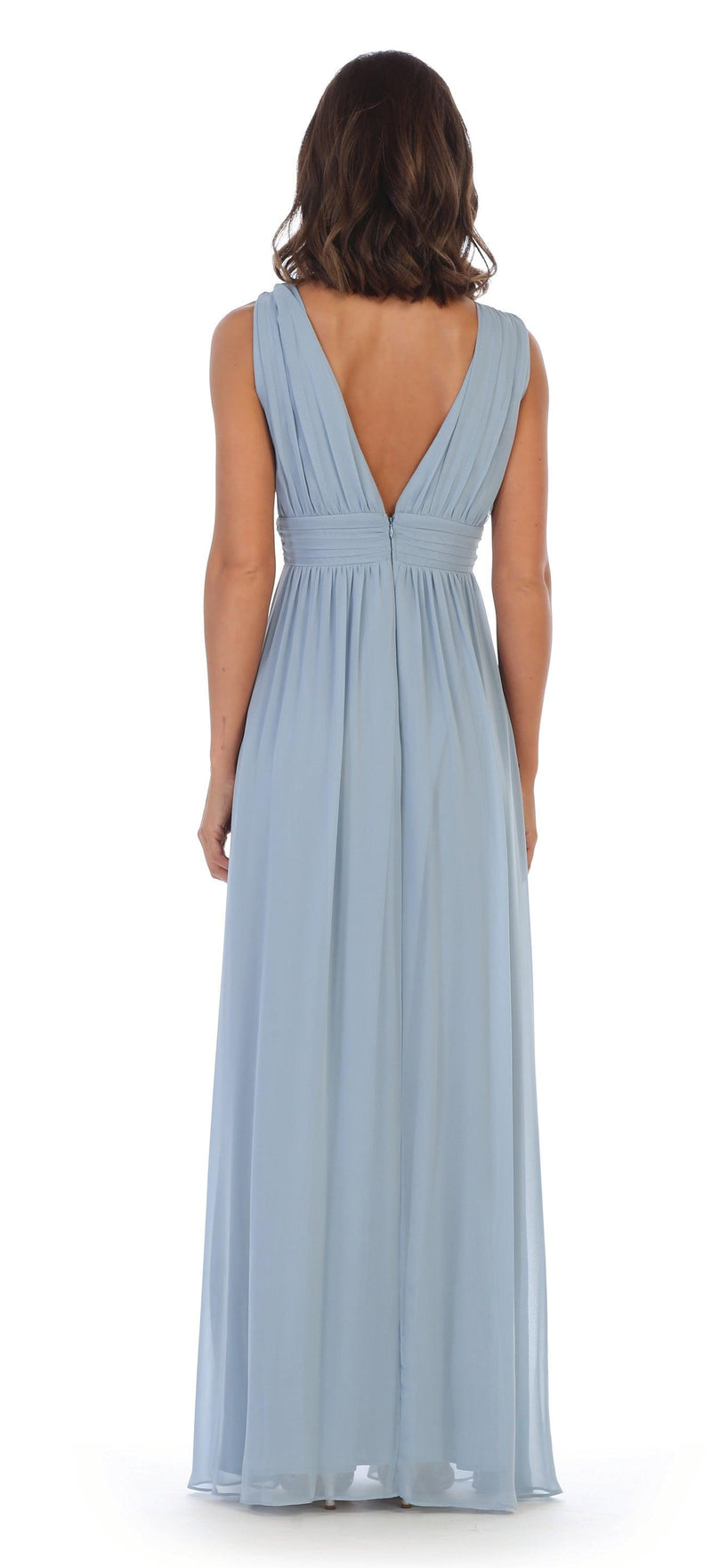 Long Sleeveless Formal Bridesmaids V Neck Dress main image 1