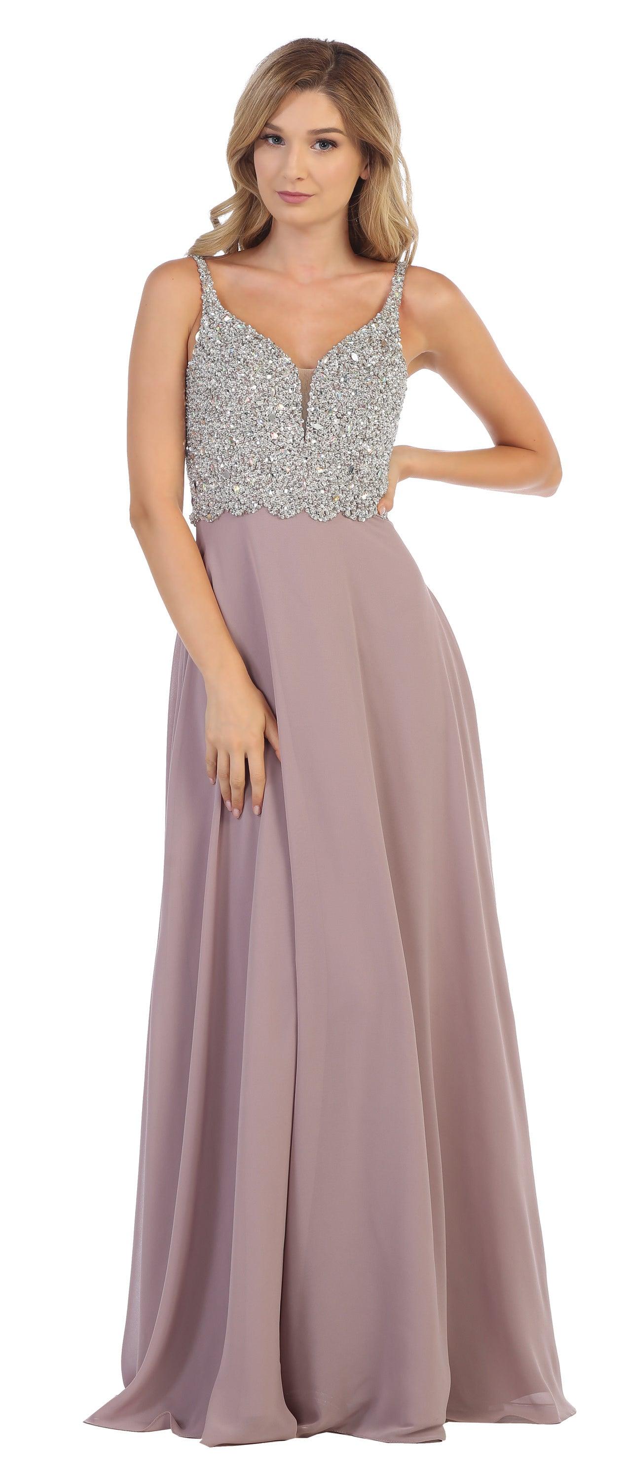 Long Sleeveless Formal Chiffon Dress - The Dress Outlet