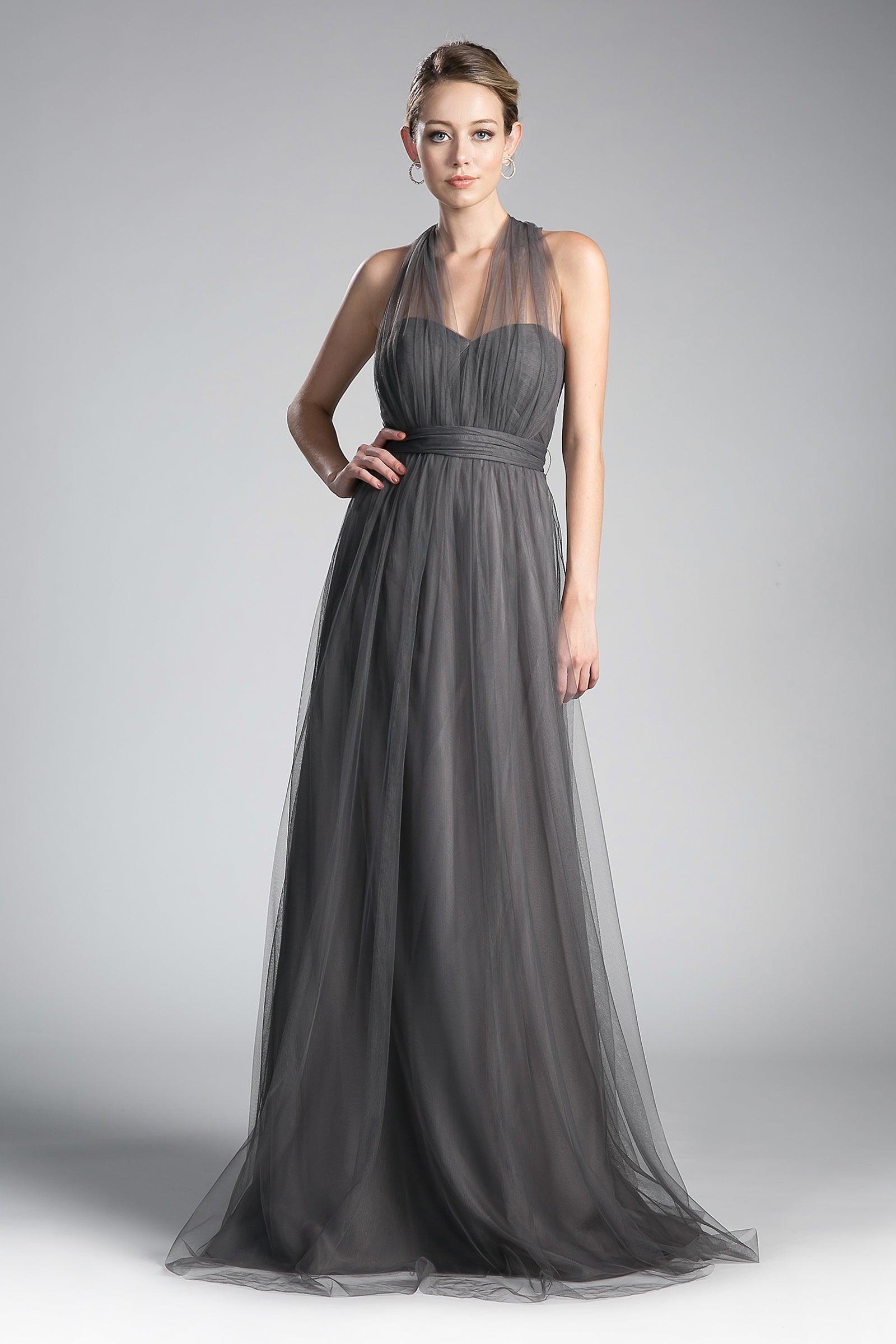 Long Sleeveless Formal Dress Charcoal