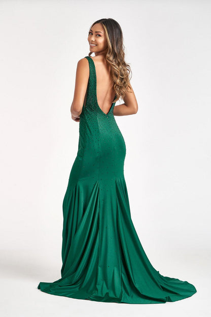 Long Sleeveless Formal Mermaid Fit Prom Dress - The Dress Outlet