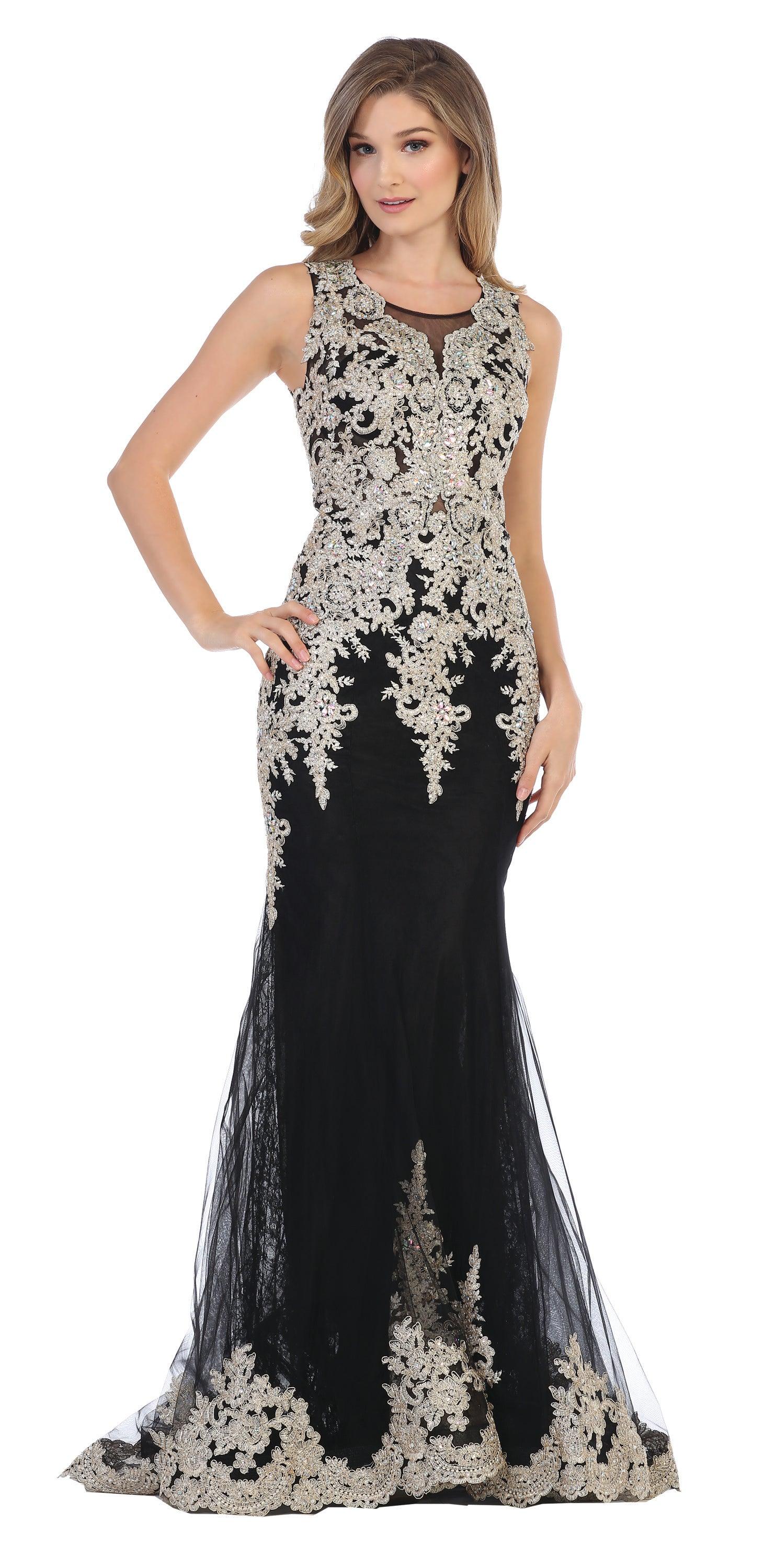 Long Sleeveless Formal Mermaid Lace Prom Dress