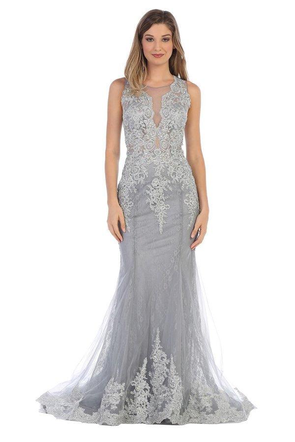 Long Sleeveless Formal Mermaid Lace Prom Dress