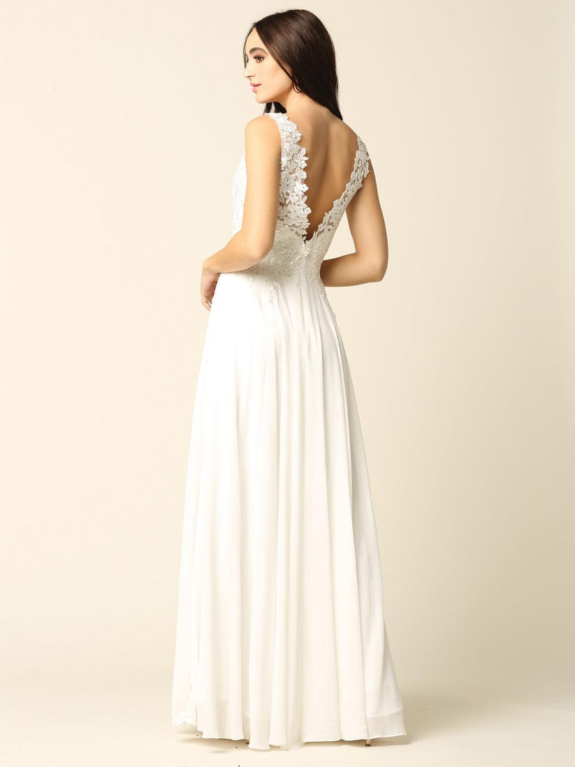 Gorgeous Chiffon Long Formal Side Slit Off-The-Shoulder Wedding Dress PW195