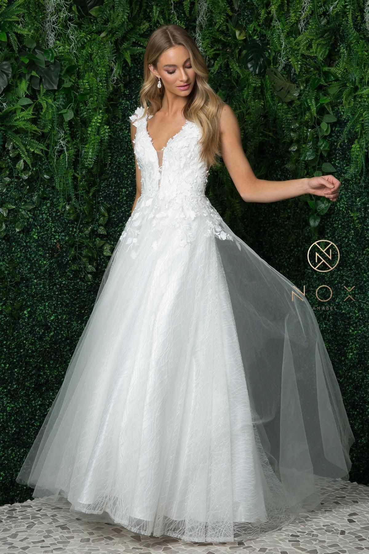 Long Sleeveless Wedding Dress JR930 - The Dress Outlet