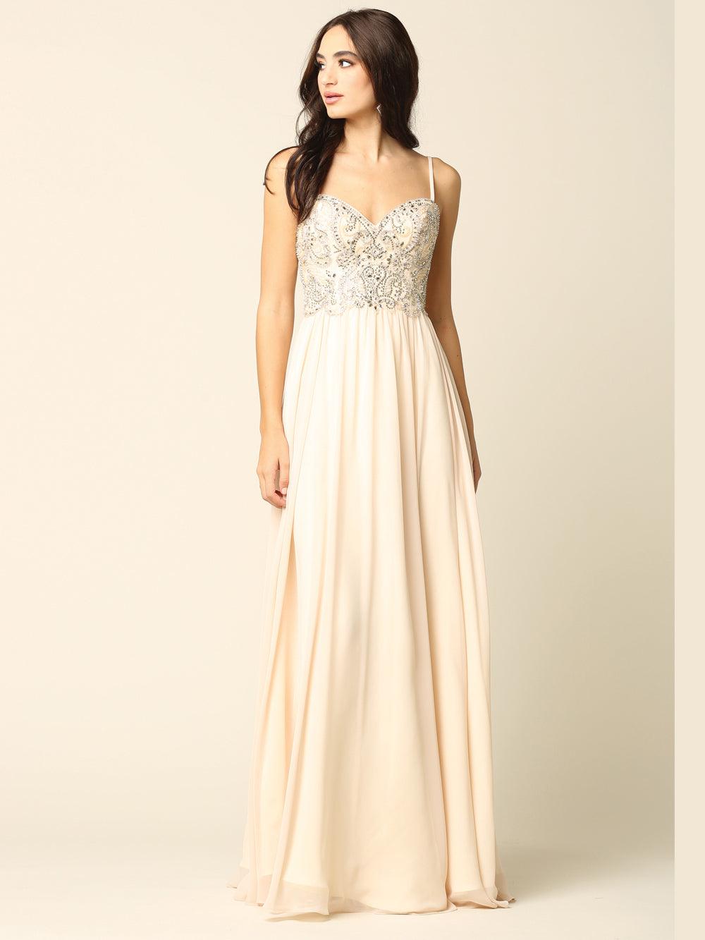 Black Long Spaghetti Strap Beaded Formal Chiffon Dress for $65.99 – The ...