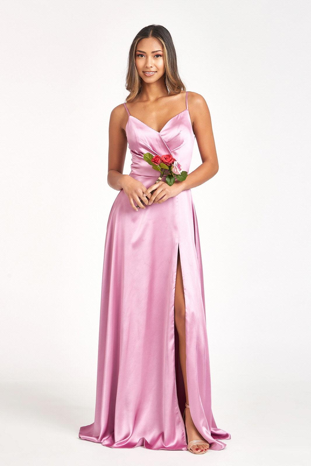 Long Chiffon Bridesmaid Dresses with Spaghetti Strap Tangerine