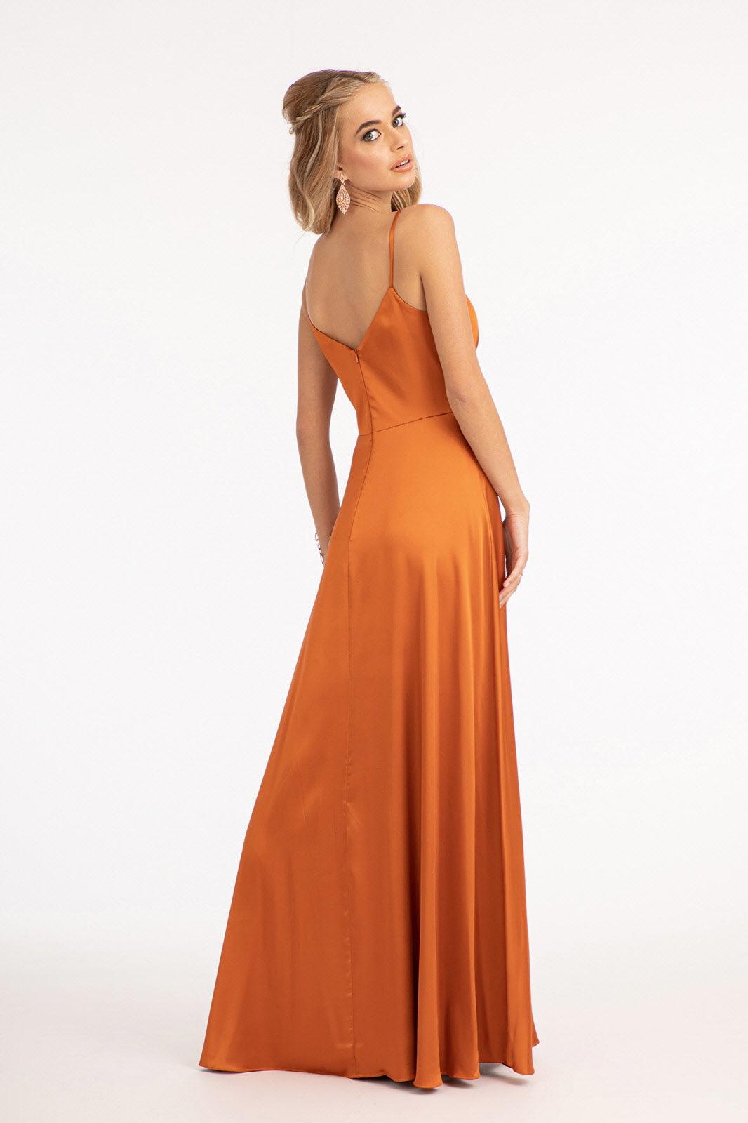 Long Spaghetti Strap Bridesmaid Dress