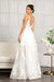 Long Spaghetti Strap Floral Applique Wedding Dress - The Dress Outlet