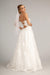 Long Spaghetti Strap Floral Mesh Wedding Dress - The Dress Outlet