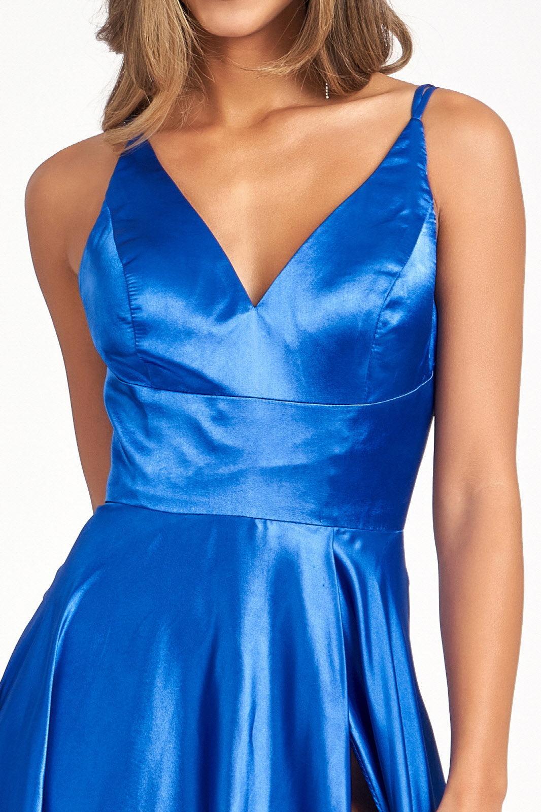 Long Spaghetti Strap Formal Bridesmaid Satin Dress Sale