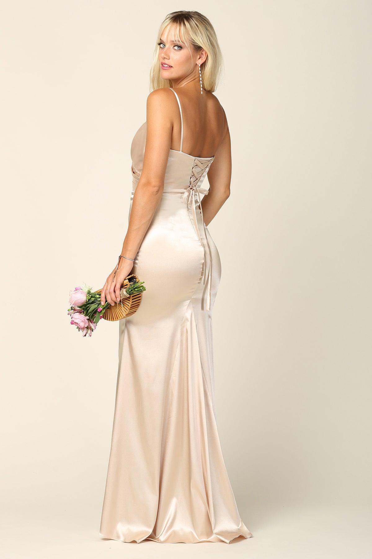 Long Spaghetti Strap Formal Dress Bridesmaids - The Dress Outlet