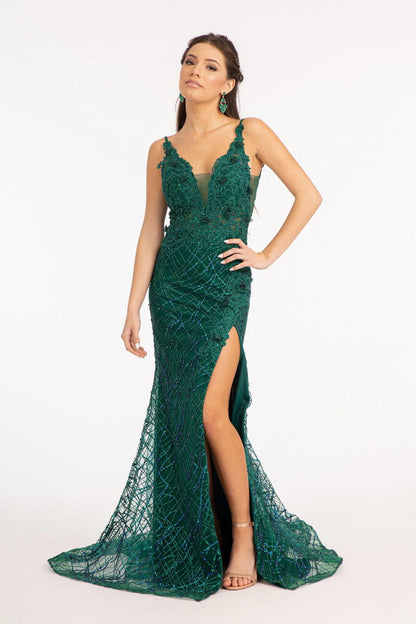Long Spaghetti Strap Formal Prom Dress - The Dress Outlet