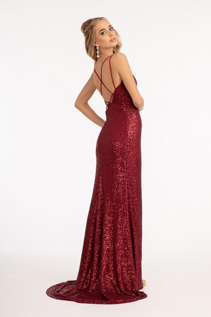 Long Spaghetti Strap Mermaid Evening Dress - The Dress Outlet
